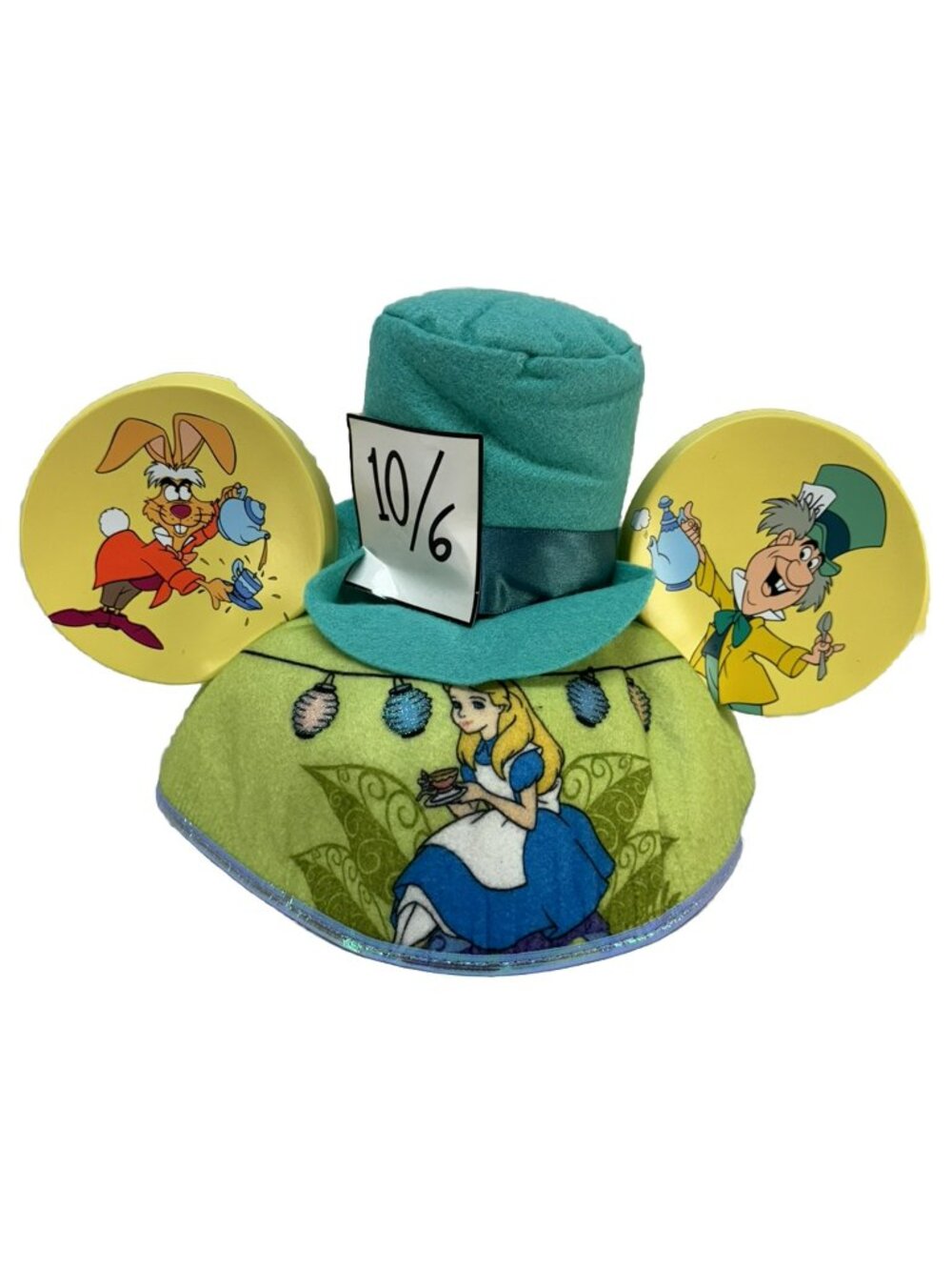 Disney Alice in Wonderland Mad Hatter Teacup Mickey Mouse Ear Felt Hat One Size